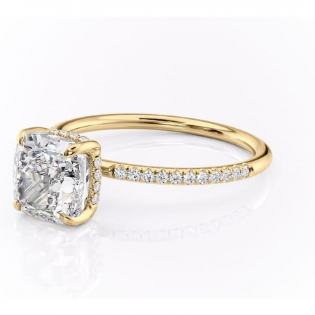 Inel de logodnă Isadora din aur Galben 18kt cu moissanite tăietură pernă – Montură pavé rafinată pentru profil înalt | Personalizează și configurează gratuit online [6]