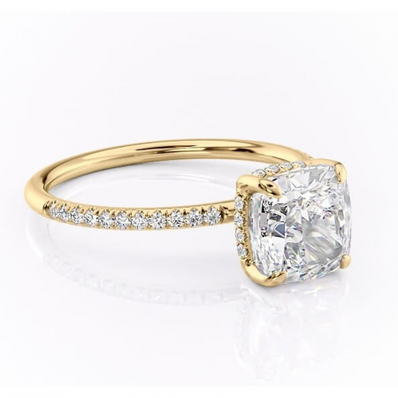 Aur galben - Inel de logodnă Isadora din aur Galben 18kt cu moissanite tăietură pernă – Montură pavé rafinată pentru profil înalt | Personalizează și configurează gratuit online