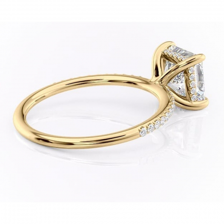 Inel de logodnă Isadora din aur Galben 14kt cu moissanite tăietură princess – Montură pavé rafinată pentru profil înalt | Personalizează și configurează gratuit online [2]