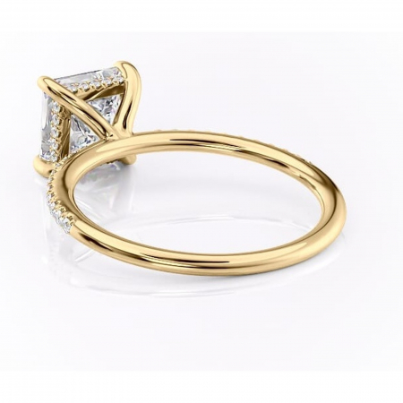 Inel de logodnă Isadora din aur Galben 14kt cu moissanite tăietură princess – Montură pavé rafinată pentru profil înalt | Personalizează și configurează gratuit online [3]