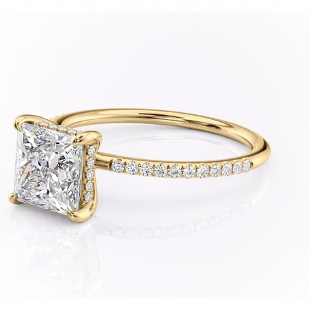 Inel de logodnă Isadora din aur Galben 14kt cu moissanite tăietură princess – Montură pavé rafinată pentru profil înalt | Personalizează și configurează gratuit online [6]