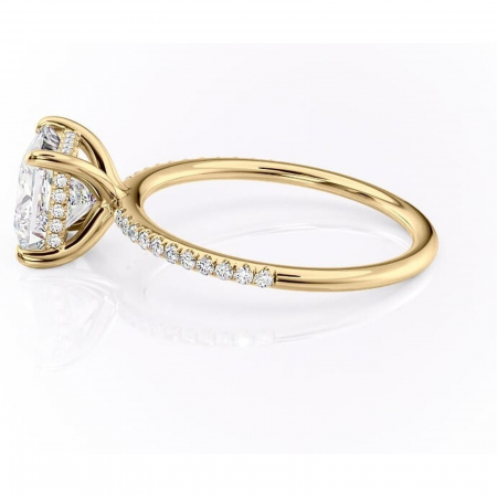 Inel de logodnă Isadora din aur Galben 14kt cu moissanite tăietură princess – Montură pavé rafinată pentru profil înalt | Personalizează și configurează gratuit online [5]