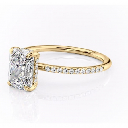 Inel de logodnă Isadora din aur Galben 18kt cu moissanite tăietură radiantă – Montură pavé rafinată pentru profil înalt | Personalizează și configurează gratuit online [6]