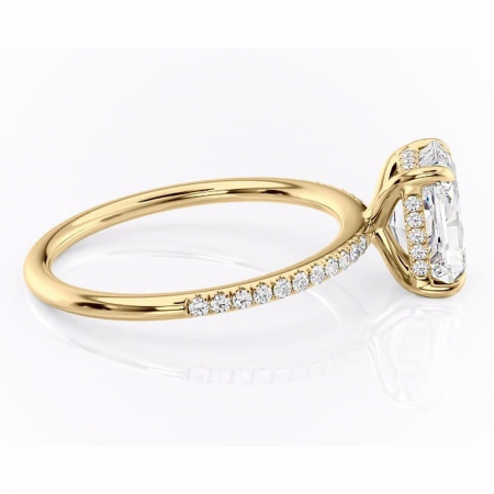 Inel de logodnă Isadora din aur Galben 18kt cu moissanite tăietură radiantă – Montură pavé rafinată pentru profil înalt | Personalizează și configurează gratuit online [1]