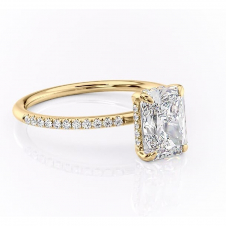 Aur galben - Inel de logodnă Isadora din aur Galben 18kt cu moissanite tăietură radiantă – Montură pavé rafinată pentru profil înalt | Personalizează și configurează gratuit online