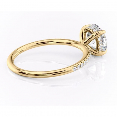 Inel de logodnă Isadora din aur Galben 14kt cu moissanite tăietură rotundă – Montură pavé rafinată pentru profil înalt | Personalizează și configurează gratuit online [2]