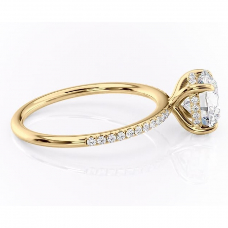 Inel de logodnă Isadora din aur Galben 14kt cu moissanite tăietură rotundă – Montură pavé rafinată pentru profil înalt | Personalizează și configurează gratuit online [1]