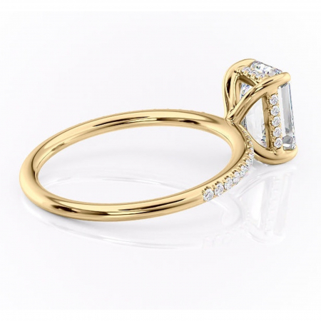 Inel de logodnă Isadora din aur Galben 14kt cu moissanite tăietură smarald – Montură pavé rafinată pentru profil înalt | Personalizează și configurează gratuit online [2]