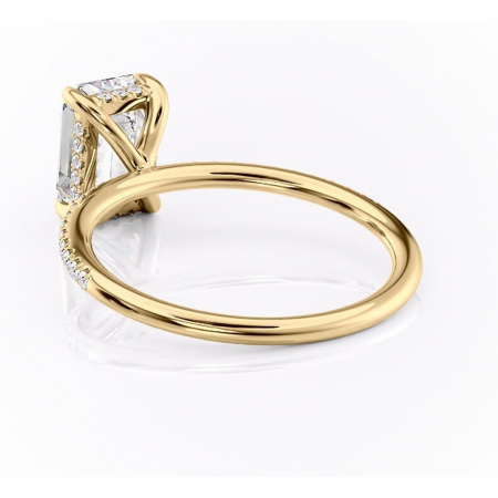 Inel de logodnă Isadora din aur Galben 14kt cu moissanite tăietură smarald – Montură pavé rafinată pentru profil înalt | Personalizează și configurează gratuit online [3]