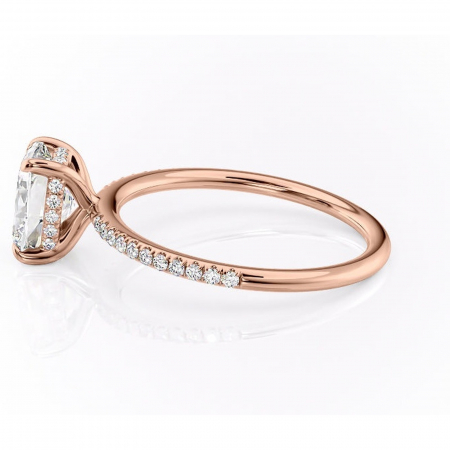 Inel de logodnă Isadora din aur Rose 14kt cu moissanite tăietură pernă – Montură pavé rafinată pentru profil înalt | Personalizează și configurează gratuit online [5]