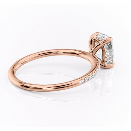 Inel de logodnă Isadora din aur Rose 14kt cu moissanite tăietură pernă – Montură pavé rafinată pentru profil înalt | Personalizează și configurează gratuit online [2]