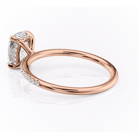 Inel de logodnă Isadora din aur Rose 14kt cu moissanite tăietură pernă – Montură pavé rafinată pentru profil înalt | Personalizează și configurează gratuit online [4]