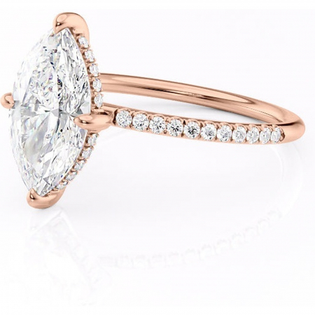 Inel de logodnă Isadora din aur Rose 14kt cu moissanite tăietură marquise – Montură pavé rafinată pentru profil înalt | Personalizează și configurează gratuit online [6]