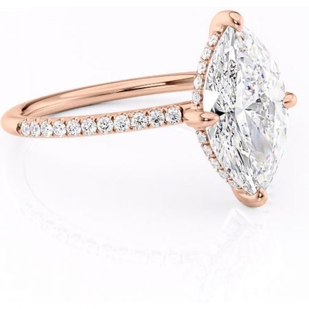 Marquise - Inel de logodnă Isadora din aur Rose 18kt cu moissanite tăietură marquise – Montură pavé rafinată pentru profil înalt | Personalizează și configurează gratuit online