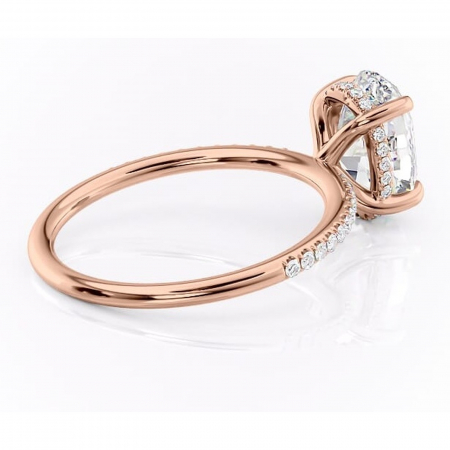 Inel de logodnă Isadora din aur Rose 14kt cu moissanite tăietură ovală – Montură pavé rafinată pentru profil înalt | Personalizează și configurează gratuit online [2]