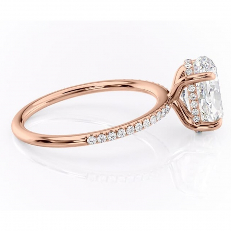 Inel de logodnă Isadora din aur Rose 14kt cu moissanite tăietură ovală – Montură pavé rafinată pentru profil înalt | Personalizează și configurează gratuit online [1]