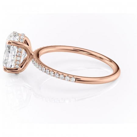 Inel de logodnă Isadora din aur Rose 14kt cu moissanite tăietură ovală – Montură pavé rafinată pentru profil înalt | Personalizează și configurează gratuit online [5]