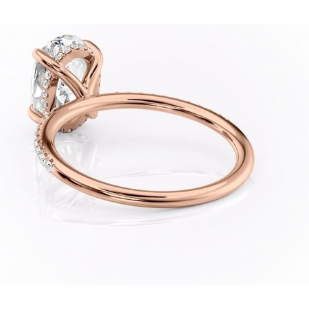 Inel de logodnă Isadora din aur Rose 14kt cu moissanite tăietură ovală – Montură pavé rafinată pentru profil înalt | Personalizează și configurează gratuit online [3]