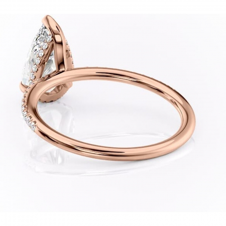 Inel de logodnă Isadora din aur Rose 18kt cu moissanite tăietură pară – Montură pavé rafinată pentru profil înalt | Personalizează și configurează gratuit online [3]