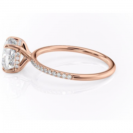 Inel de logodnă Isadora din aur Rose 14kt cu moissanite tăietură pernă – Montură pavé rafinată pentru profil înalt | Personalizează și configurează gratuit online [5]