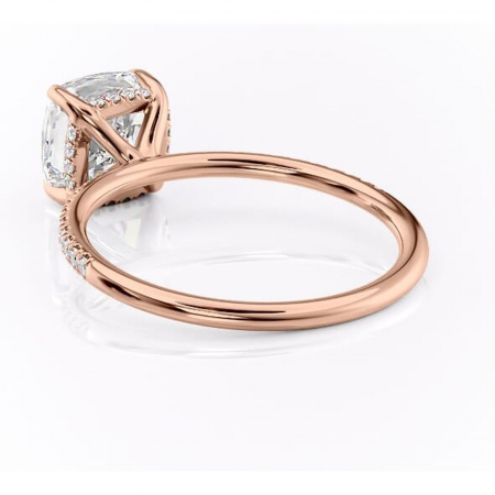 Inel de logodnă Isadora din aur Rose 14kt cu moissanite tăietură pernă – Montură pavé rafinată pentru profil înalt | Personalizează și configurează gratuit online [3]