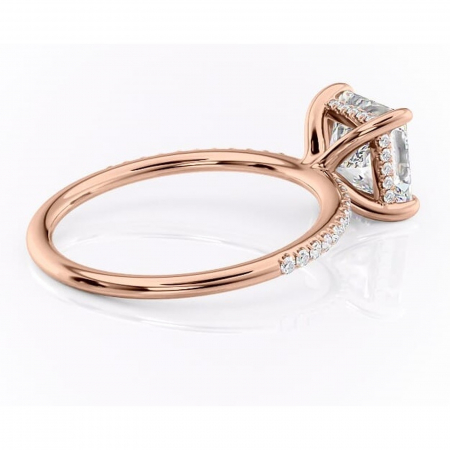 Inel de logodnă Isadora din aur Rose 14kt cu moissanite tăietură princess – Montură pavé rafinată pentru profil înalt | Personalizează și configurează gratuit online [2]