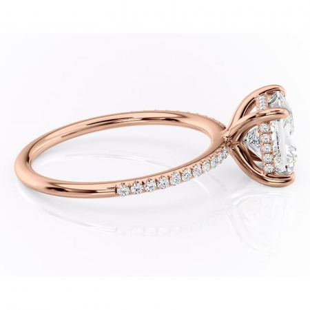 Inel de logodnă Isadora din aur Rose 14kt cu moissanite tăietură princess – Montură pavé rafinată pentru profil înalt | Personalizează și configurează gratuit online [1]