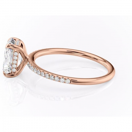 Inel de logodnă Isadora din aur Rose 14kt cu moissanite tăietură radiantă – Montură pavé rafinată pentru profil înalt | Personalizează și configurează gratuit online [5]
