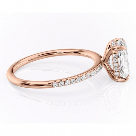 Inel de logodnă Isadora din aur Rose 14kt cu moissanite tăietură radiantă – Montură pavé rafinată pentru profil înalt | Personalizează și configurează gratuit online [1]