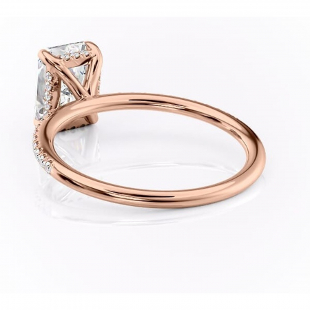 Inel de logodnă Isadora din aur Rose 14kt cu moissanite tăietură radiantă – Montură pavé rafinată pentru profil înalt | Personalizează și configurează gratuit online [3]