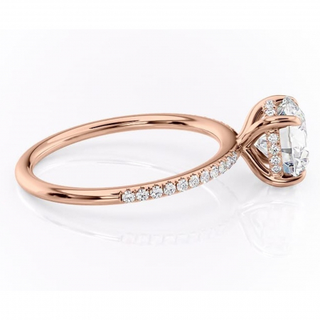 Inel de logodnă Isadora din aur Rose 14kt cu moissanite tăietură rotundă – Montură pavé rafinată pentru profil înalt | Personalizează și configurează gratuit online [1]