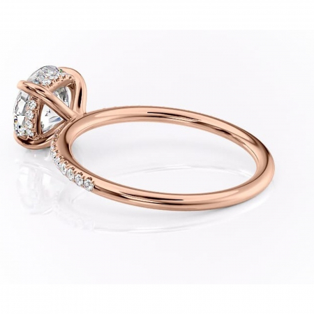 Inel de logodnă Isadora din aur Rose 14kt cu moissanite tăietură rotundă – Montură pavé rafinată pentru profil înalt | Personalizează și configurează gratuit online [4]