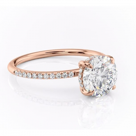 Alege dupa Culoare - Inel de logodnă Isadora din aur Rose 14kt cu moissanite tăietură rotundă – Montură pavé rafinată pentru profil înalt | Personalizează și configurează gratuit online