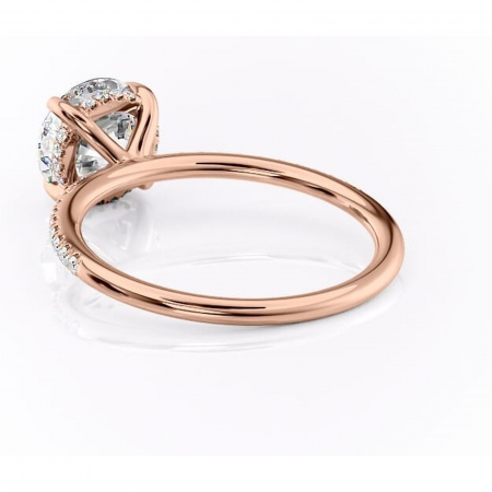 Inel de logodnă Isadora din aur Rose 14kt cu moissanite tăietură rotundă – Montură pavé rafinată pentru profil înalt | Personalizează și configurează gratuit online [3]