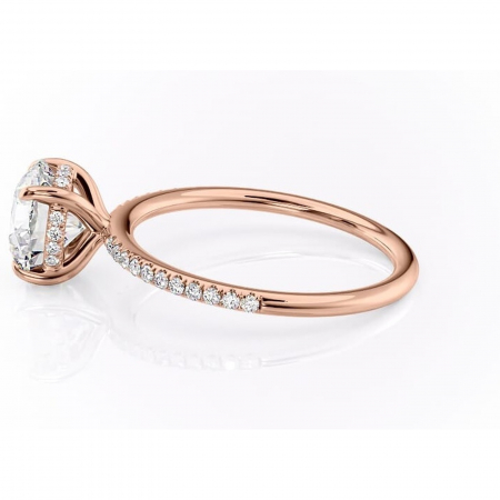 Inel de logodnă Isadora din aur Rose 14kt cu moissanite tăietură rotundă – Montură pavé rafinată pentru profil înalt | Personalizează și configurează gratuit online [5]