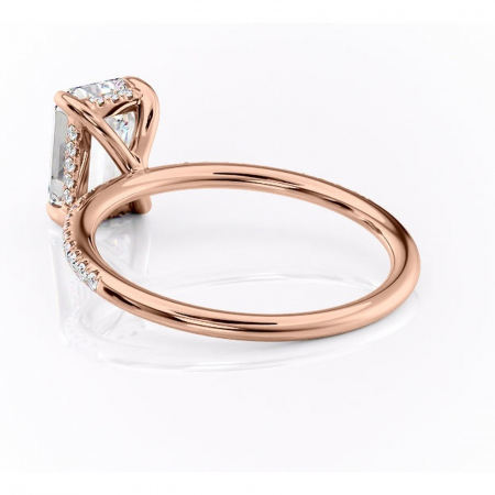 Inel de logodnă Isadora din aur Rose 14kt cu moissanite tăietură smarald – Montură pavé rafinată pentru profil înalt | Personalizează și configurează gratuit online [3]