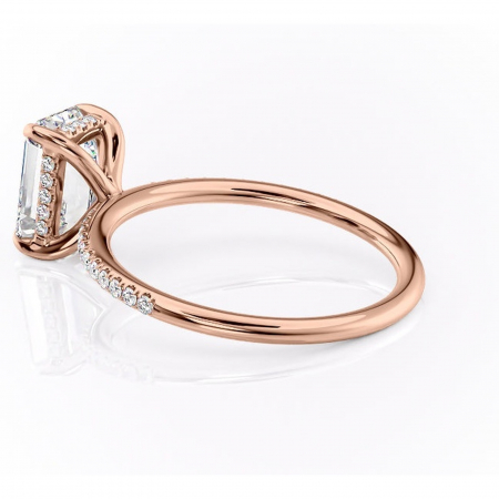 Inel de logodnă Isadora din aur Rose 14kt cu moissanite tăietură smarald – Montură pavé rafinată pentru profil înalt | Personalizează și configurează gratuit online [4]