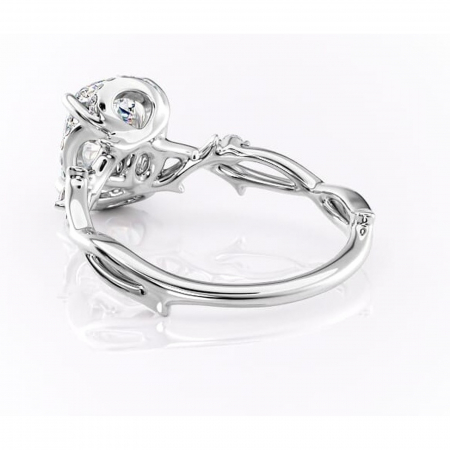 Inel de logodnă Isolde din aur Alb 14kt cu moissanite tăietură pernă – Halo rafinată pentru profil mediu | Personalizează și configurează gratuit online [3]