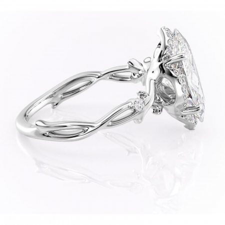 Inel de logodnă Isolde din aur Alb 14kt cu moissanite tăietură marquise – Halo rafinată pentru profil mediu | Personalizează și configurează gratuit online [1]