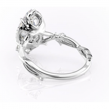 Inel de logodnă Isolde din aur Alb 14kt cu moissanite tăietură marquise – Halo rafinată pentru profil mediu | Personalizează și configurează gratuit online [3]