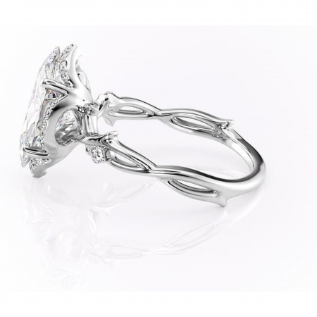 Inel de logodnă Isolde din aur Alb 14kt cu moissanite tăietură marquise – Halo rafinată pentru profil mediu | Personalizează și configurează gratuit online [5]