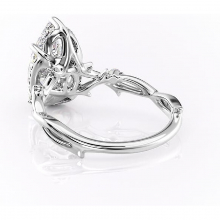 Inel de logodnă Isolde din aur Alb 14kt cu moissanite tăietură pară – Halo rafinată pentru profil mediu | Personalizează și configurează gratuit online [3]