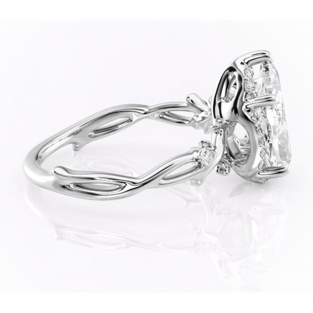 Inel de logodnă Isolde din aur Alb 14kt cu moissanite tăietură pară – Halo rafinată pentru profil mediu | Personalizează și configurează gratuit online [1]