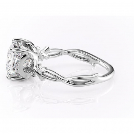 Inel de logodnă Isolde din aur Alb 14kt cu moissanite tăietură princess – Halo rafinată pentru profil mediu | Personalizează și configurează gratuit online [5]