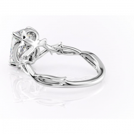 Inel de logodnă Isolde din aur Alb 14kt cu moissanite tăietură radiantă – Halo rafinată pentru profil mediu | Personalizează și configurează gratuit online [4]