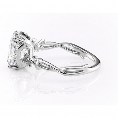 Inel de logodnă Isolde din aur Alb 14kt cu moissanite tăietură radiantă – Halo rafinată pentru profil mediu | Personalizează și configurează gratuit online [5]