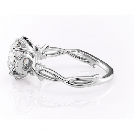 Inel de logodnă Isolde din aur Alb 14kt cu moissanite tăietură rotundă – Halo rafinată pentru profil mediu | Personalizează și configurează gratuit online [5]