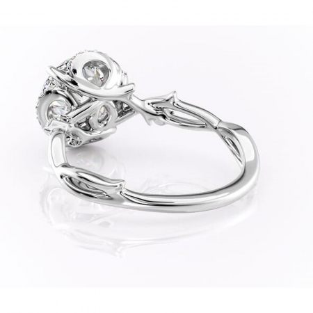 Inel de logodnă Isolde din aur Alb 14kt cu moissanite tăietură rotundă – Halo rafinată pentru profil mediu | Personalizează și configurează gratuit online [3]