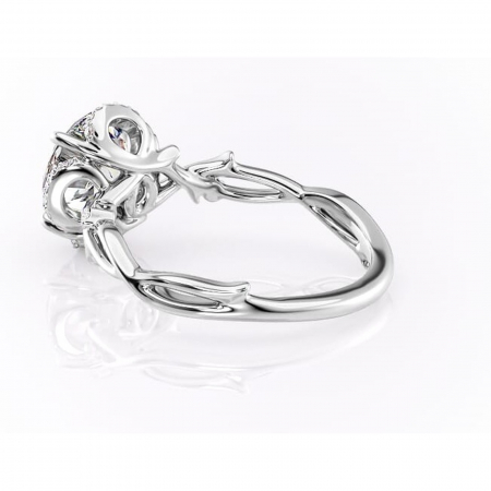 Inel de logodnă Isolde din aur Alb 14kt cu moissanite tăietură rotundă – Halo rafinată pentru profil mediu | Personalizează și configurează gratuit online [4]