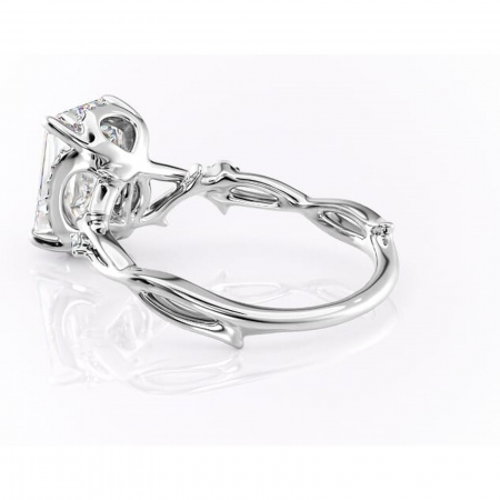 Inel de logodnă Isolde din aur Alb 14kt cu moissanite tăietură smarald – Halo rafinată pentru profil mediu | Personalizează și configurează gratuit online [4]